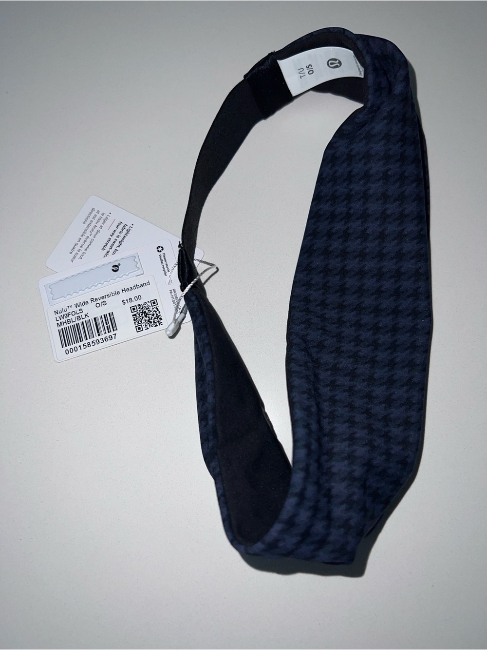 lululemon Nulu Wide Reversible Headband in Micro Houndstooth Blue Multi/Black